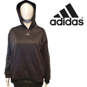 Adidas | Black Hoodie with Gray Stripes | Kangaroo pocket | NWOT